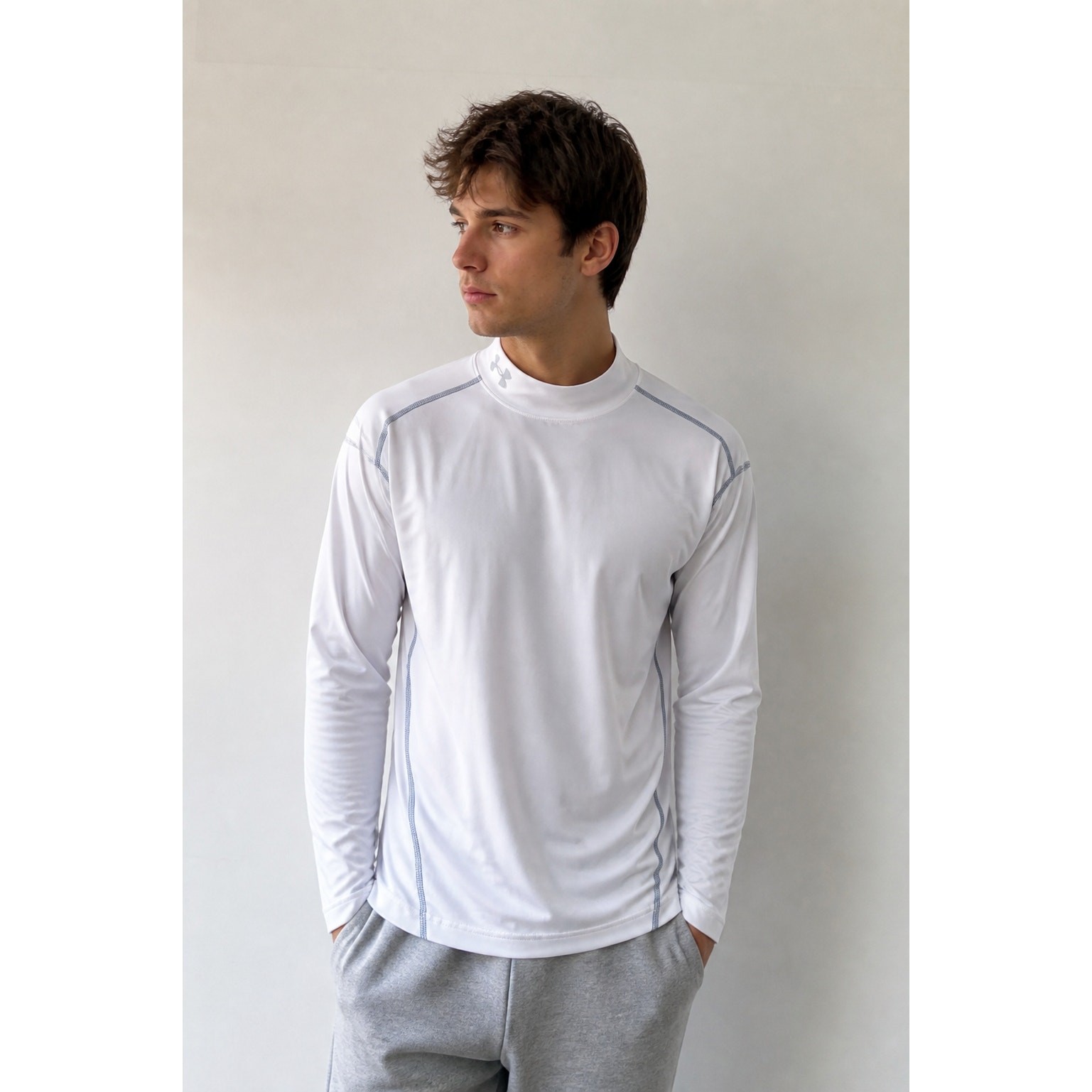 Under Armour White ColdGear Fitted Long Sleeve Top LG