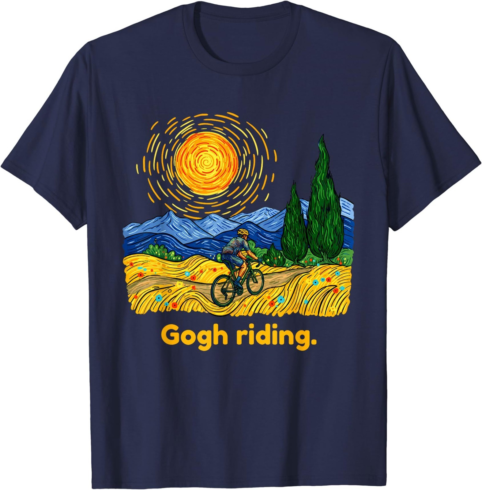 Gogh Riding Funny Cycling Van Gogh Art Bike T-Shirt
