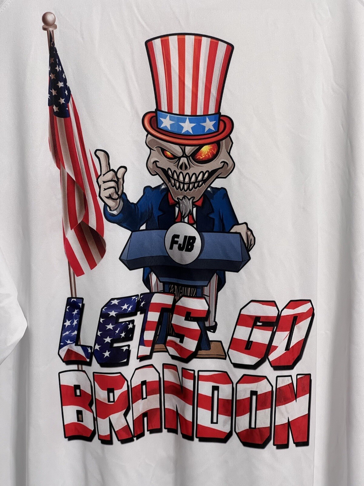 FJB “Let’s Go Brandon”-Biden Funny Political 2XL Tee-Shirt Trump 2024 USA Flag
