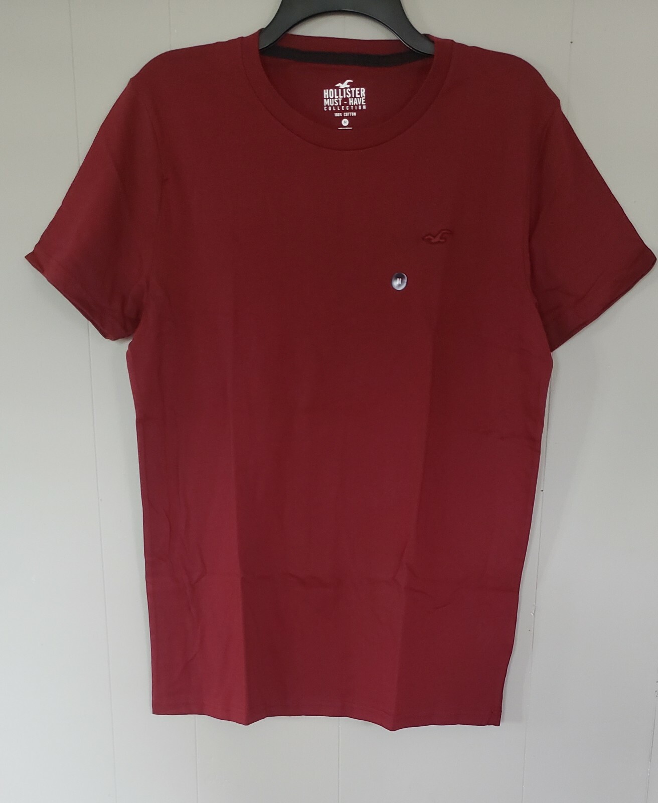 Hollister Men’s Must-Have Crewneck Short Sleeves T-Shirt Burgundy Size Medium