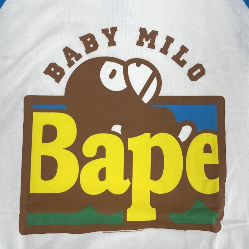 A BATHING APE BABY MILO Men Raglan 3/4 Sleeve T Shirt Size M
