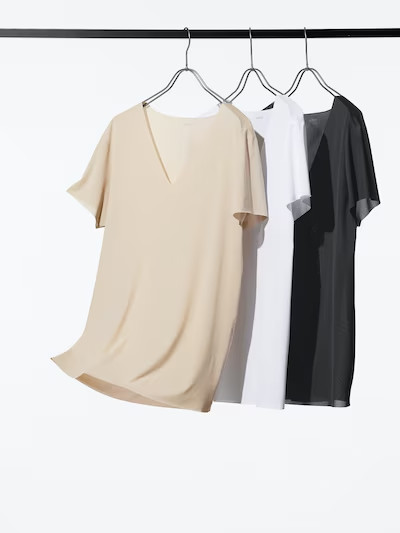 [3-Pack] UNIQLO AIRism Deodorant Mesh V-Neck T-Shirt Anti-Odor Japan NEW