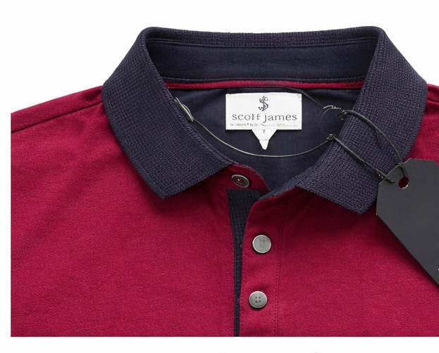 Scott James England Henley Tshirt Large Burgundy Elevated Basic Staple NEW