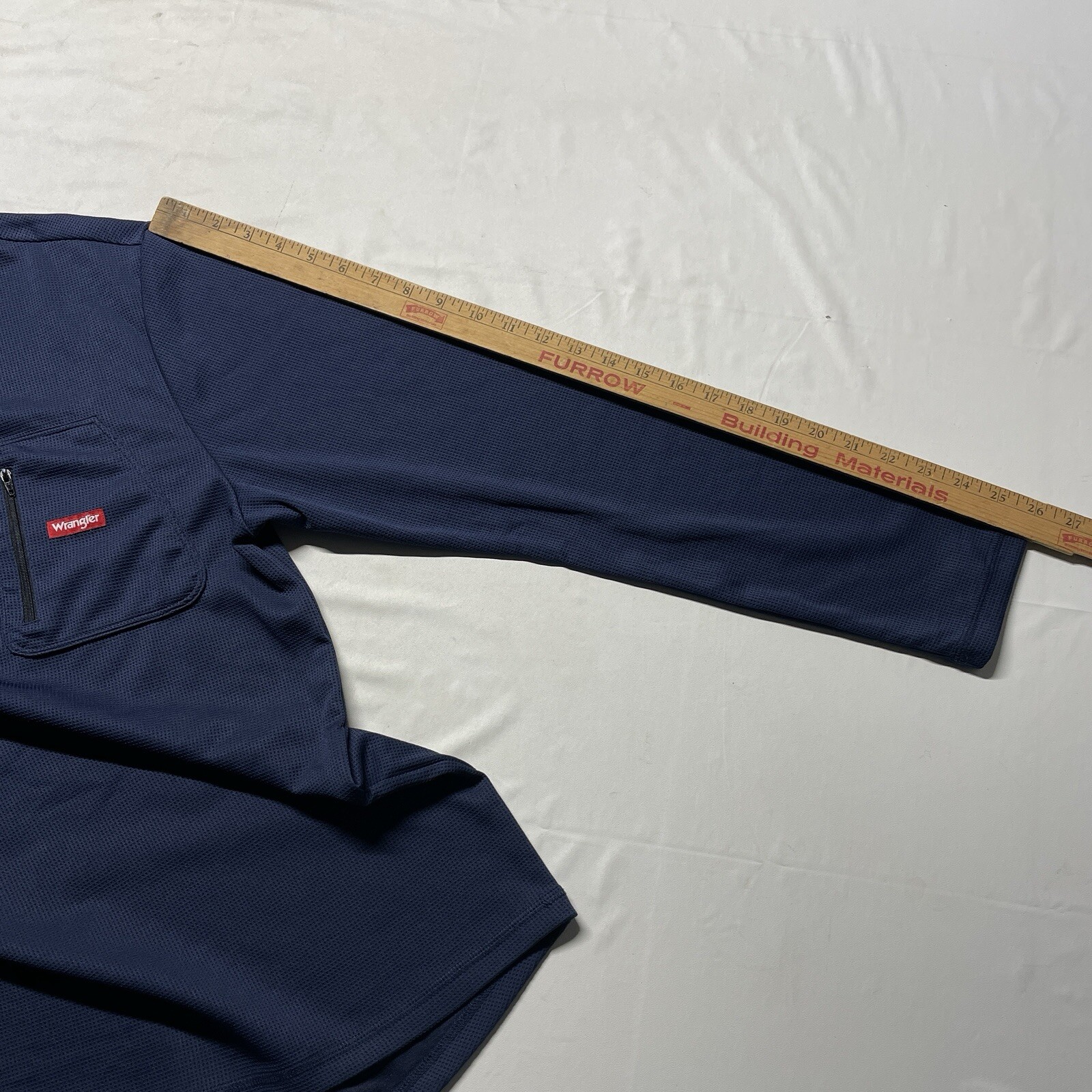 Wrangler Workwear Base Layer T-Shirt Mens XL Blue Zip Pocket Thermal Long Sleeve