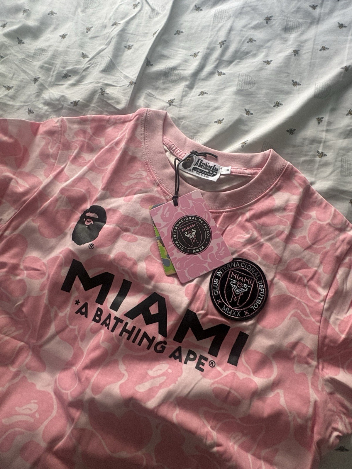 A Bathing Ape BAPE x Inter Miami CF Miami Pink Camo Crew Neck Tee M (ITS NEW)