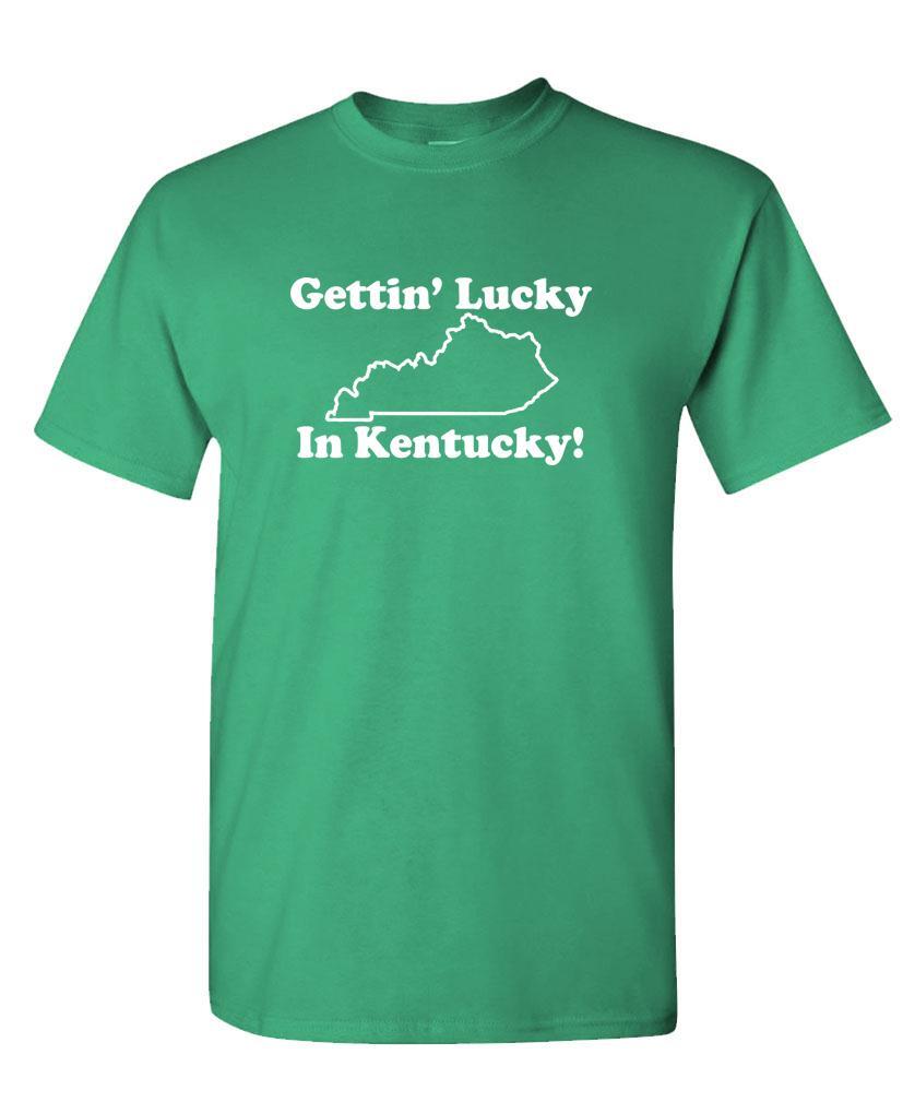 Gettin Lucky In Kentucky – classic hipster humor – Unisex Cotton T-Shirt Shirt