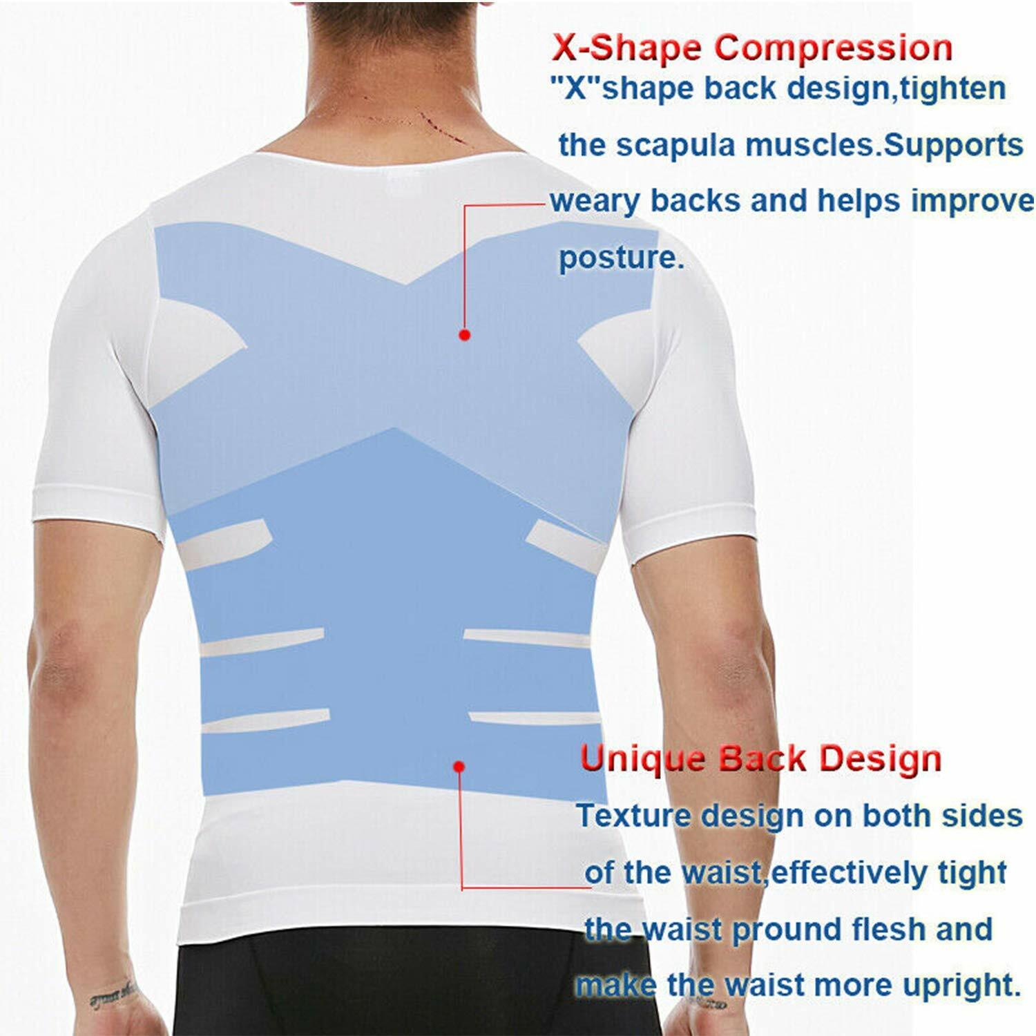 Men’s Compression Shirt Tops Slimming Tummy Control Body Shaper Abs Abdomen Vest