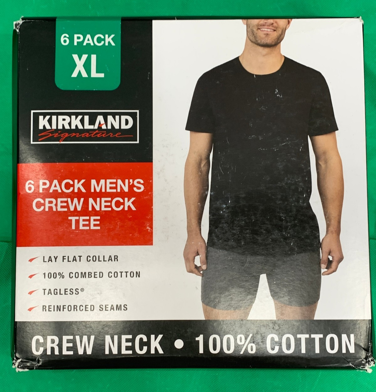 Kirkland Signature Men’s Crew Neck Tee 6-Pack 100% Combed Cotton Black XL