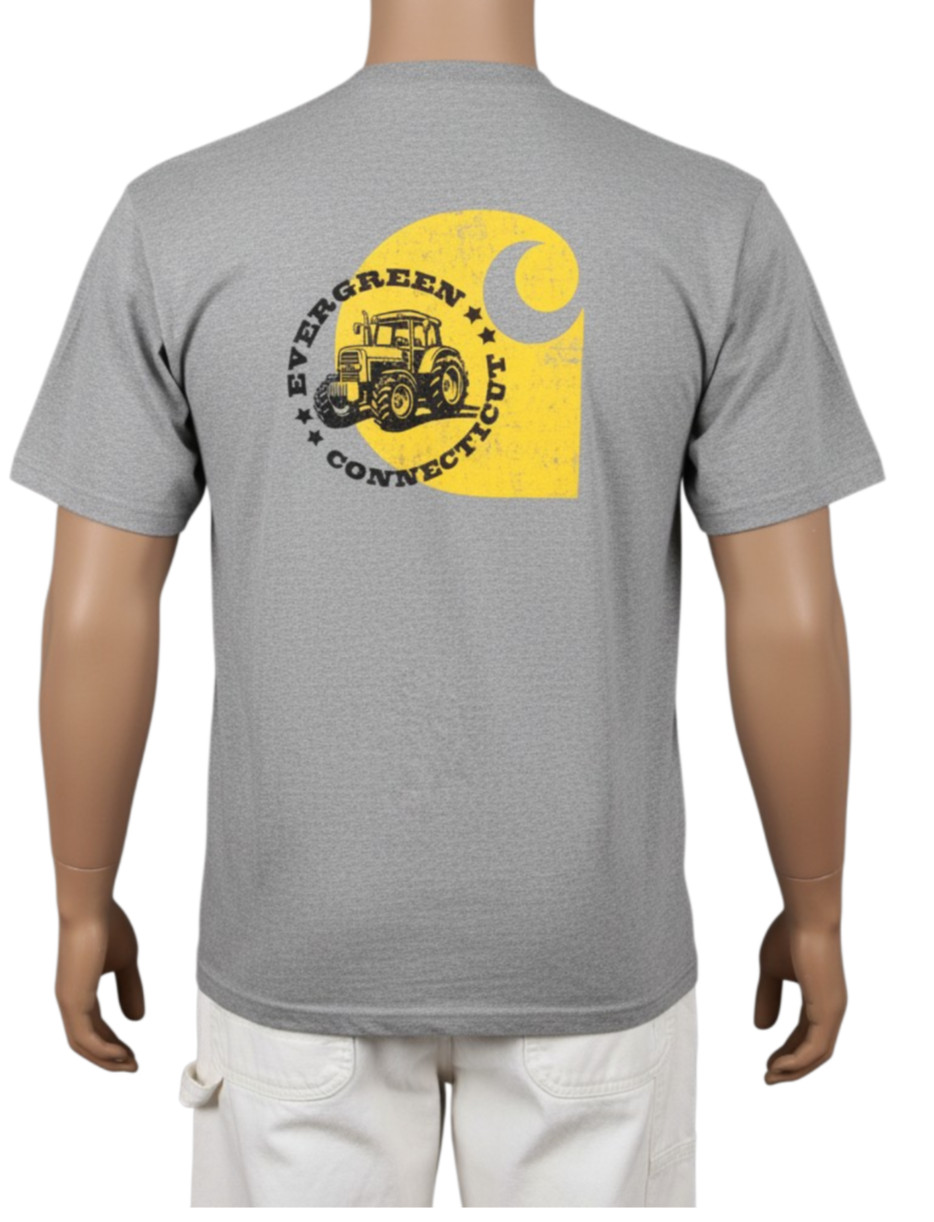 Carhartt K87 2XL Loose Fit CT Tractor Back Print Farm Tee Gray Pocket T-Shirt
