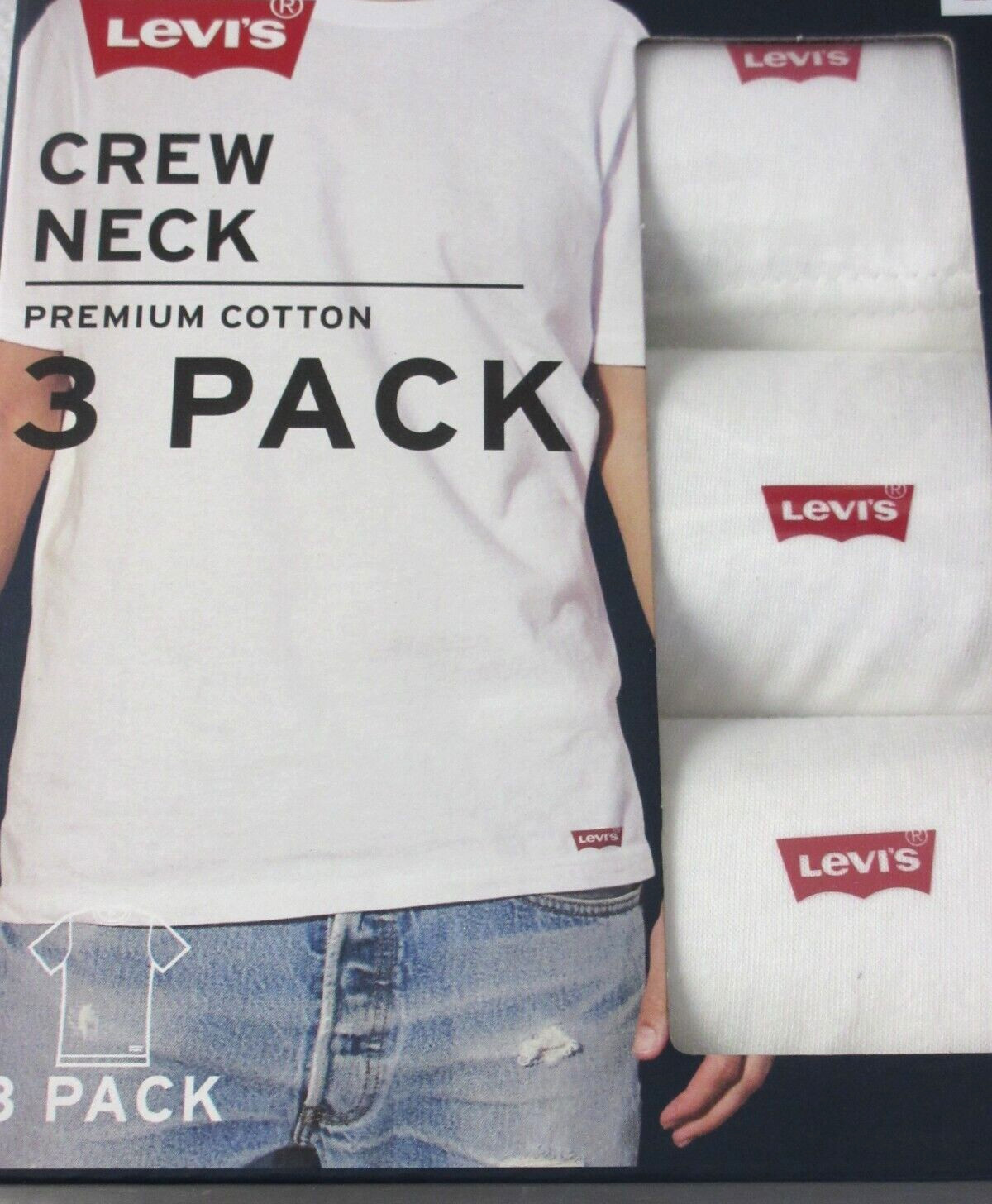 Levi’s Men’s Crewneck Premium Cotton 3 Pack Tee shirts White NIB Ships Free