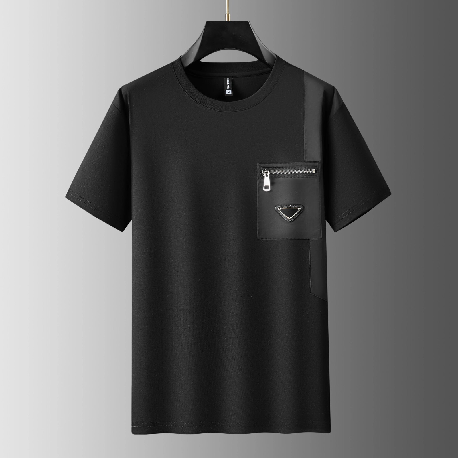 New Fashion Trend Embroidered Zip Pocket Short Sleeve Luxury Summer Men T-Shirt