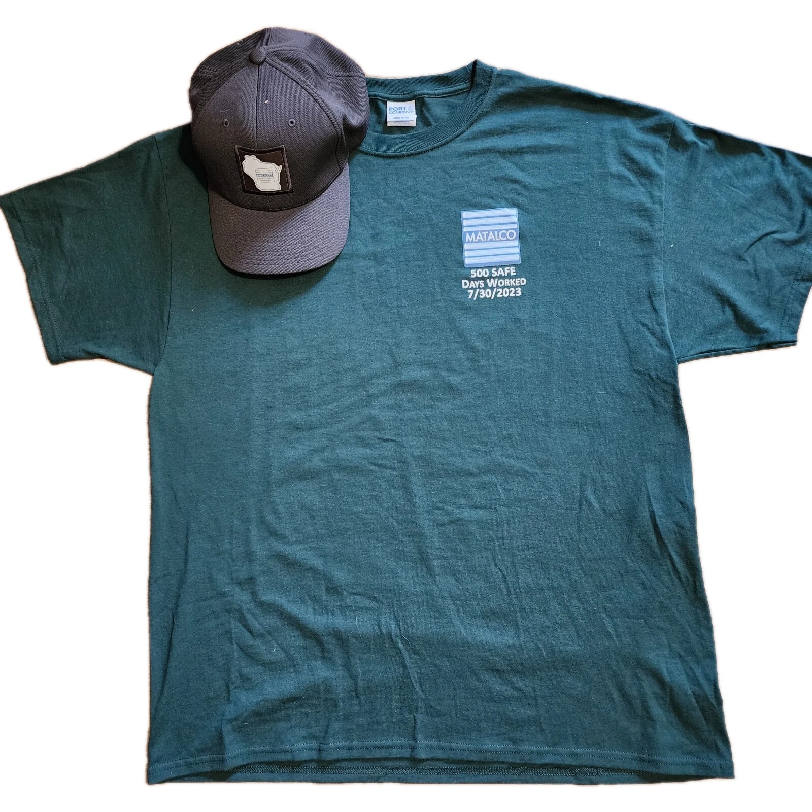 T-shirt with Company Logo & Matching Baseball Cap SIZE XL Dark Green Trucker