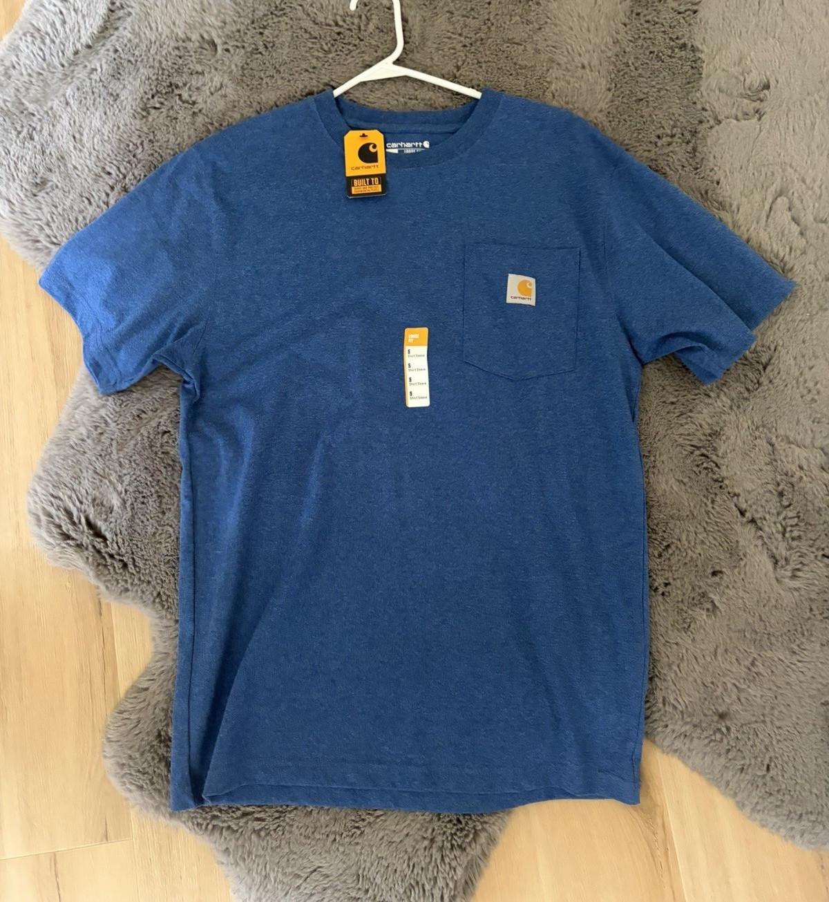 NWT Carhartt K87-M Loose Fit Blue Pocket Tee Men’s S Short Sleeve Crew Neck