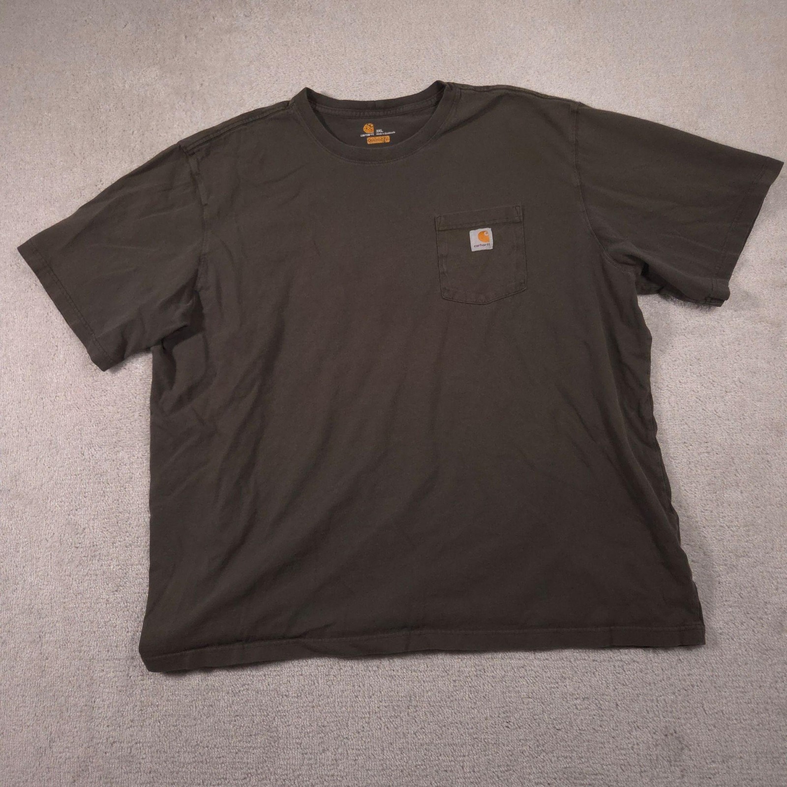 Carhartt Shirt Mens 3XL Brown Pocket Workwear Original Fit Tagless Tee Crewneck