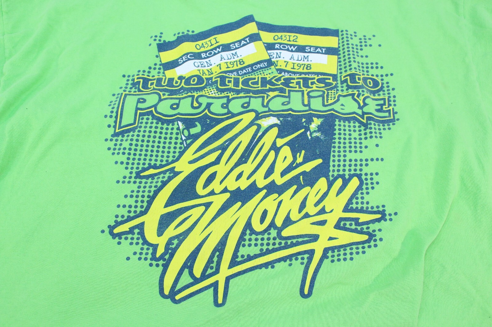 VTG Eddie Money Autograph Tour T-Shirt Tee 2XL Signature Band Auto Paradise Two