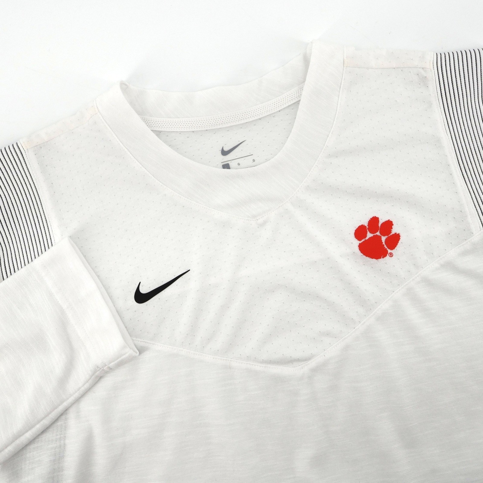 Nike Clemson Tigers Team Player UV White Long Sleeve Shirt CW3539-100 Mens Large
