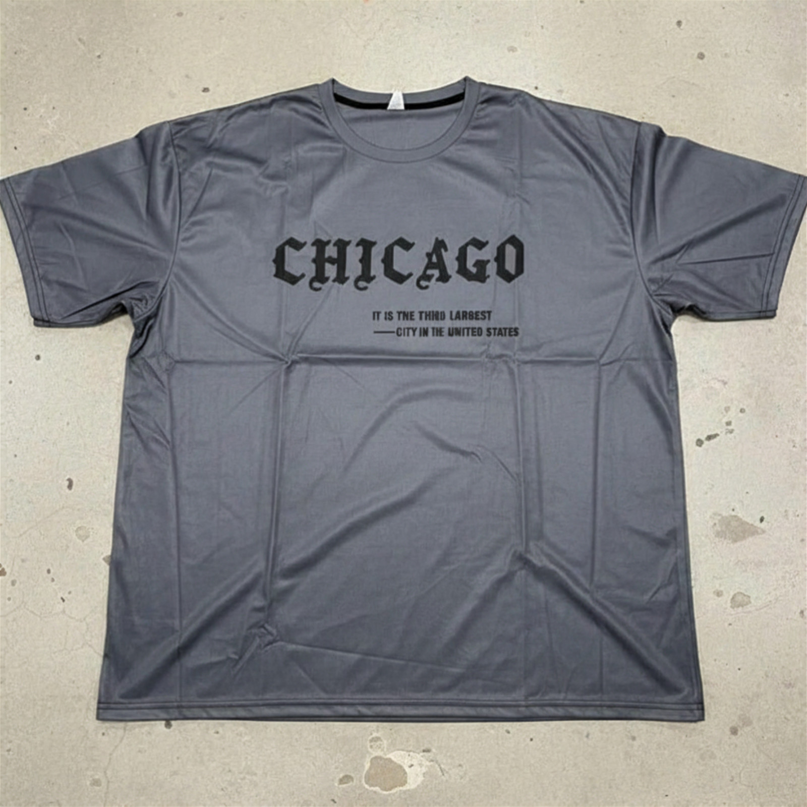 HMXRBY Mens Chicago Graphic T-Shirt 6XL Gray Polyester Spandex Big and Tall Tee