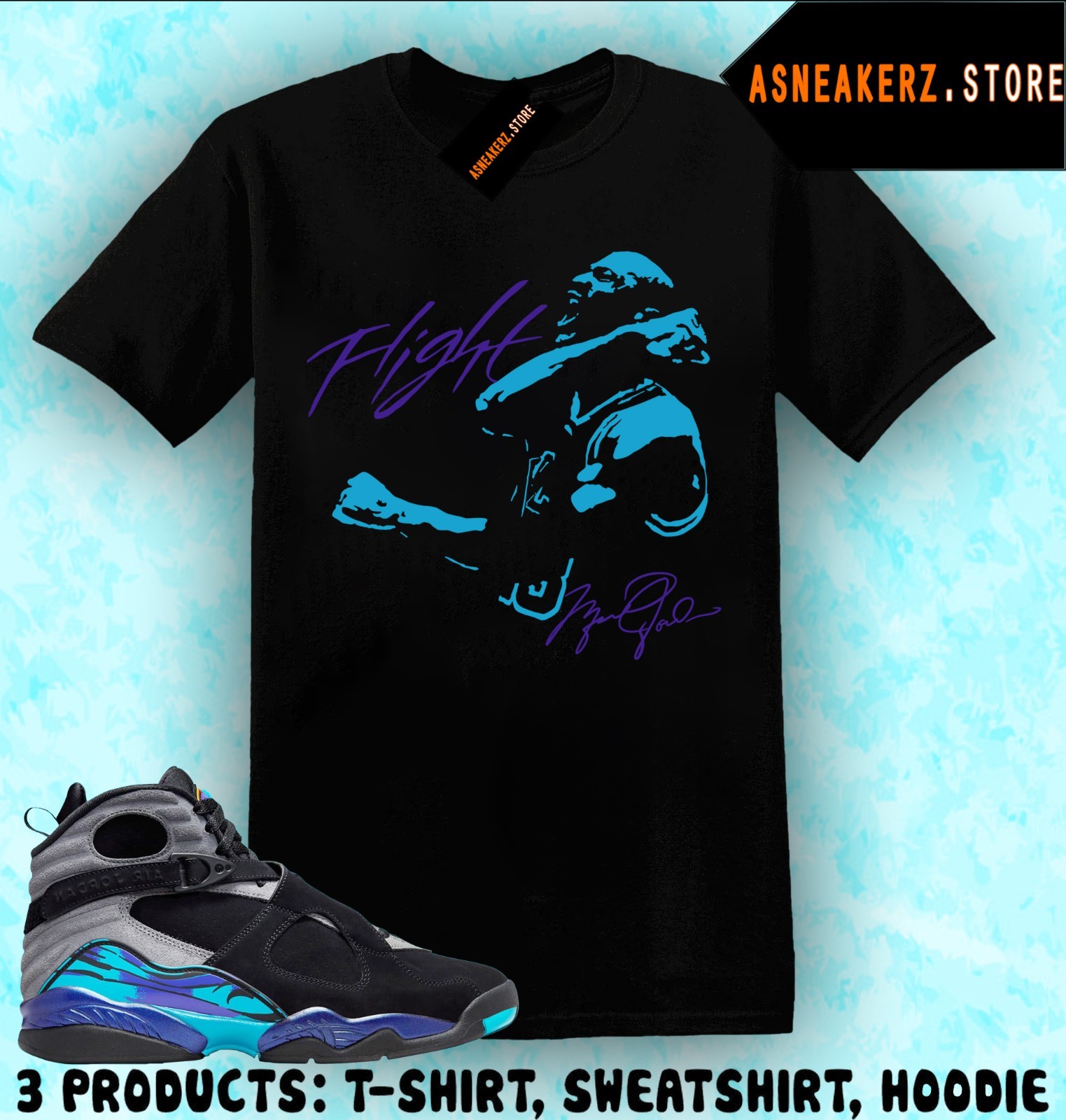 Tee Shirt Matching AJ 8 Aqua 2025 To Match Sneaker 23 MJ Victory 8s T-Shirt