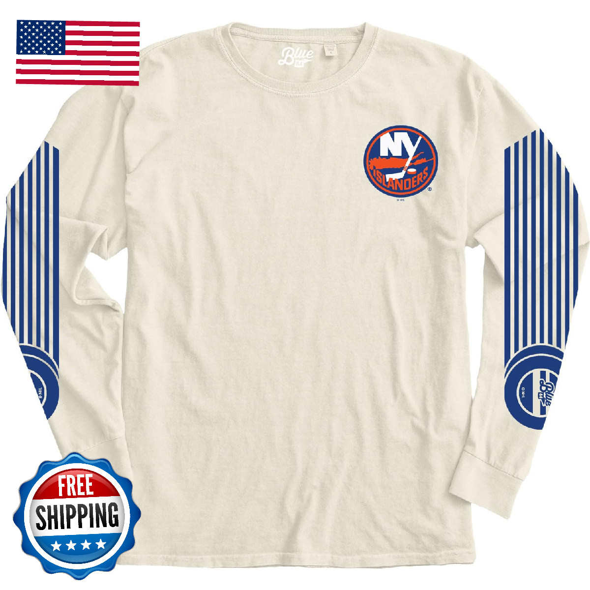 Blue 84 York Islanders Nhl Officially Licensed Long Sleeve T-Shirt Ringspun