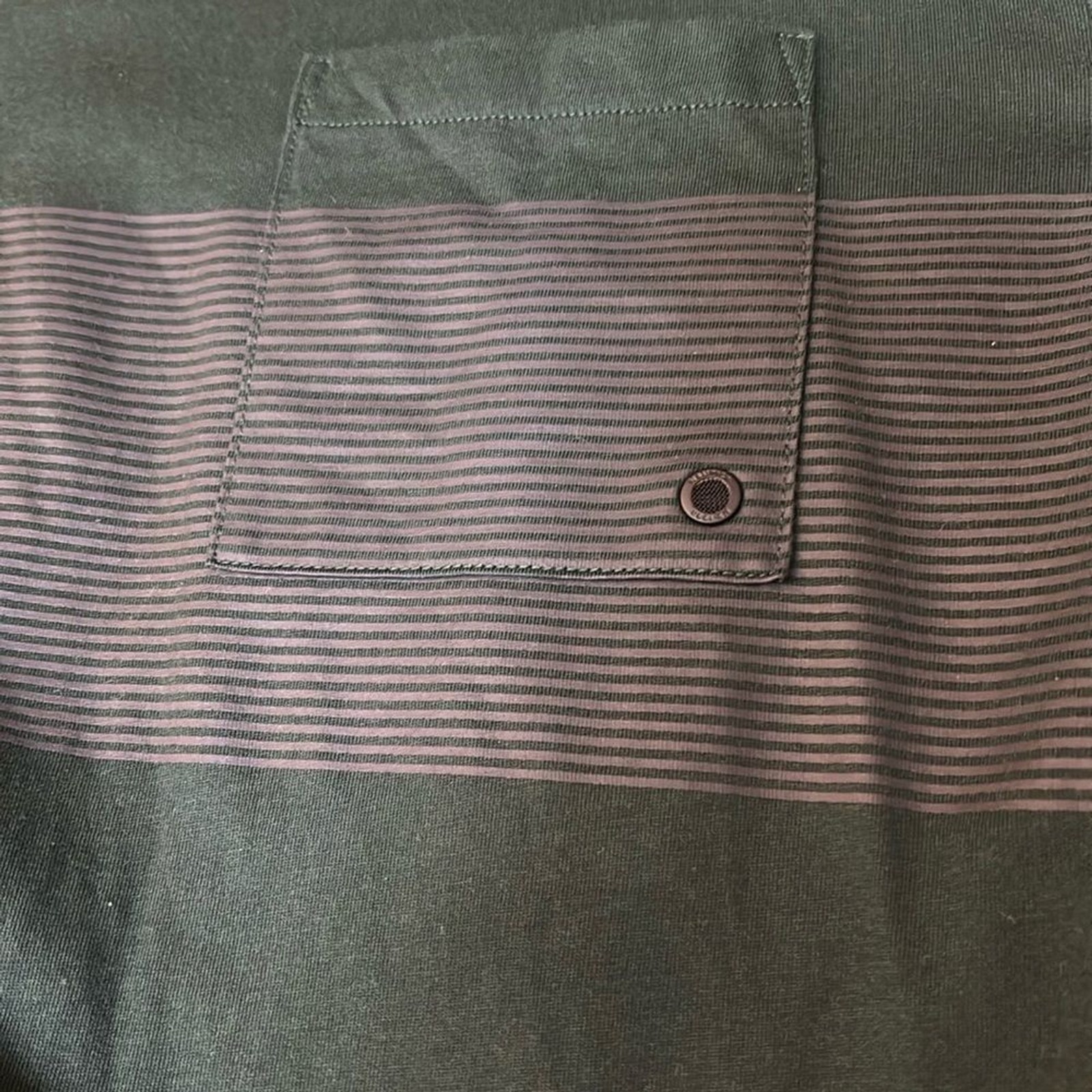 Nautica Men’s Round Neck Dark Green Long Sleeve Tee with Stripe Detail Size M