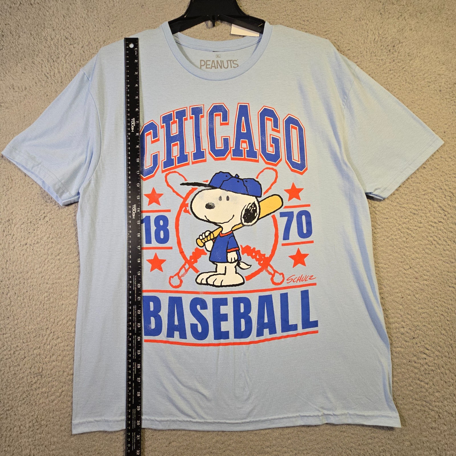 Peanuts® Chicago Cubs Baseball shirt Mens XL Blue Charlie Brown Snoopy Retro NWT