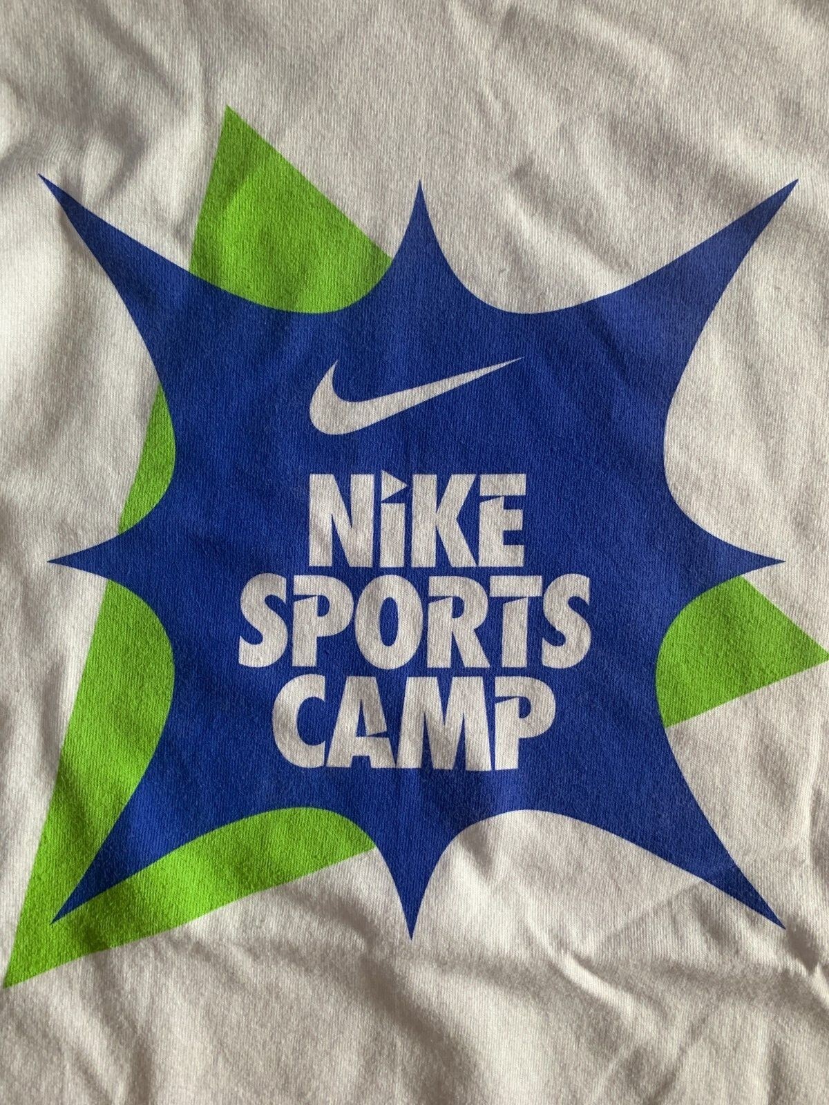 Brand New Nike Sports Camps T-Shirt White/Blue/Green Size Youth Large