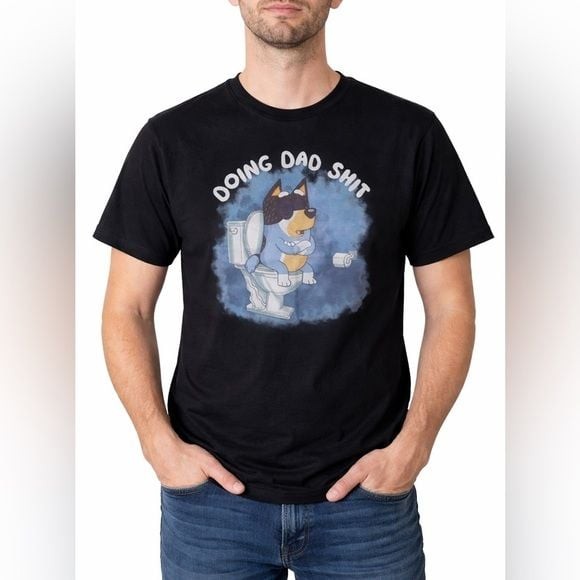 Bluey Doing Dad Sh*t Funny Graphic Tee Shirt Gildan Heavy Cotton Medium