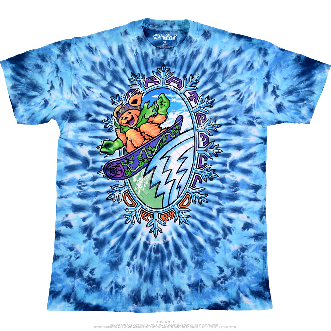GRATEFUL DEAD-SNOWBOARD BEARS-2 SDD TIE DYE T-SHIRT S-M-L-XL,XXL-3X,4X,5X,6X