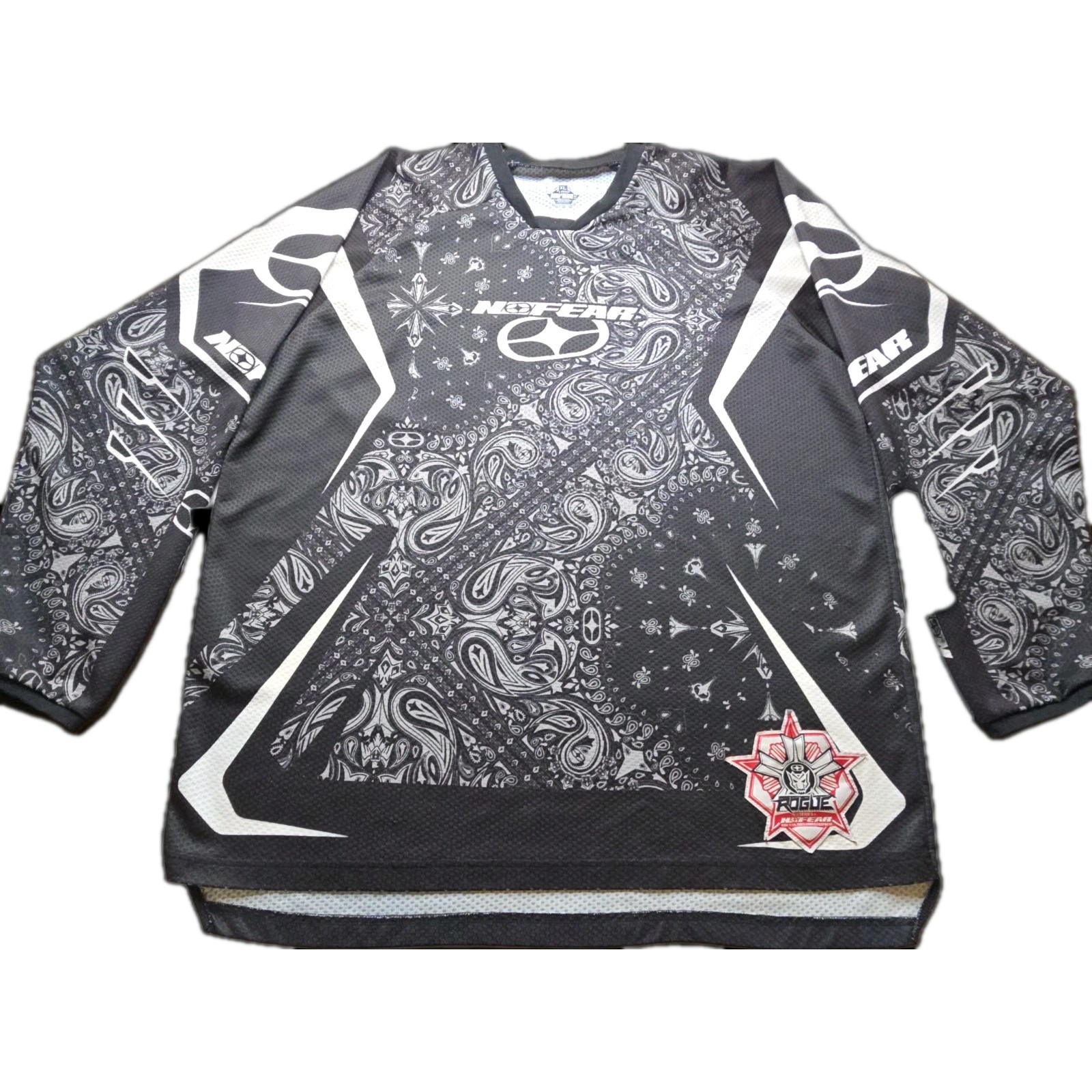No Fear Rogue Series Motocross Jersey Mens XL Black White Paisley Y2K MX BMX