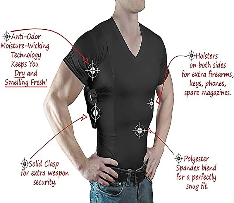 Concealment Clothes Men’S Crew Neck Undercover- Concealed Holster Carry Tops