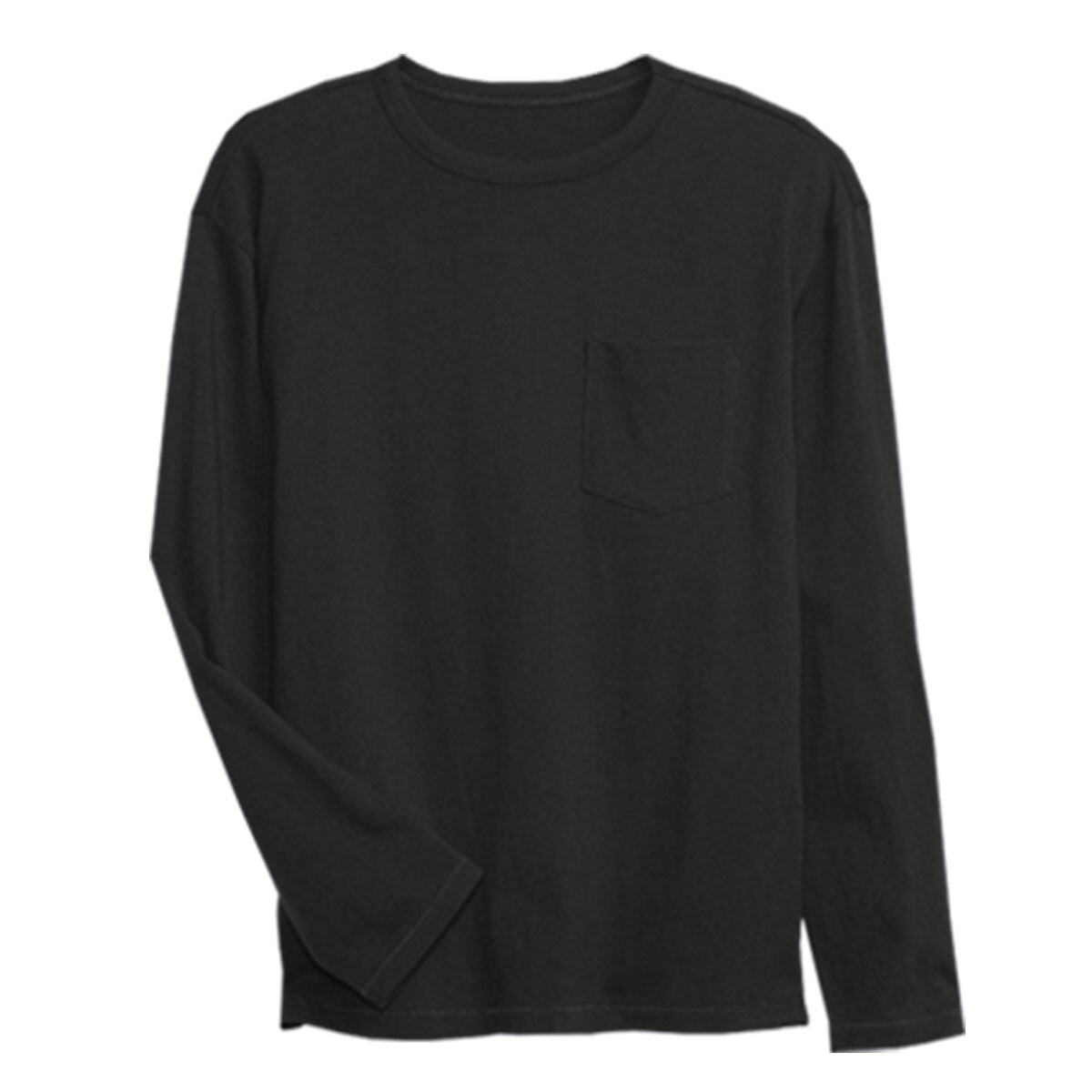Mens Long Sleeve T-Shirt Plain Crew Round Neck Casual 100% Cotton Tee Tops S-3XL