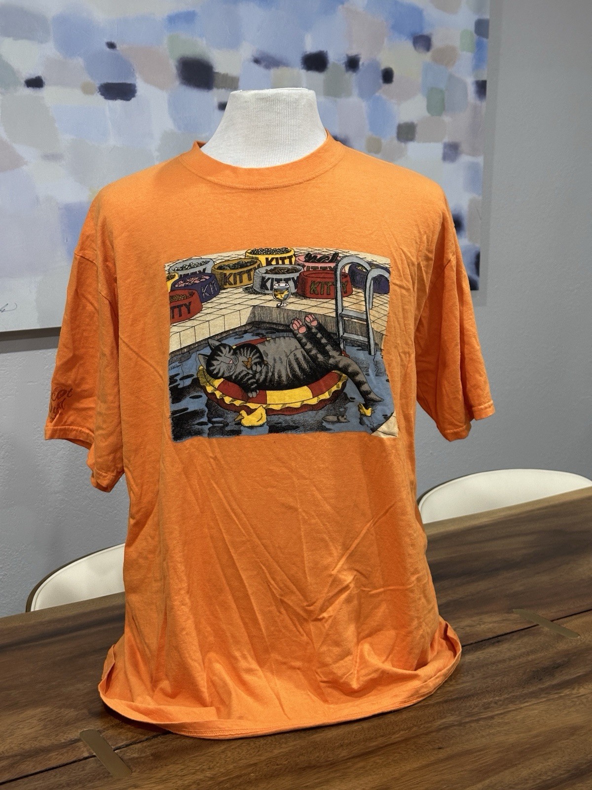 Crazy Shirts Hawaii Adult XL Vintage B Kliban Apricot Dyed Cat Poolside T Shirt