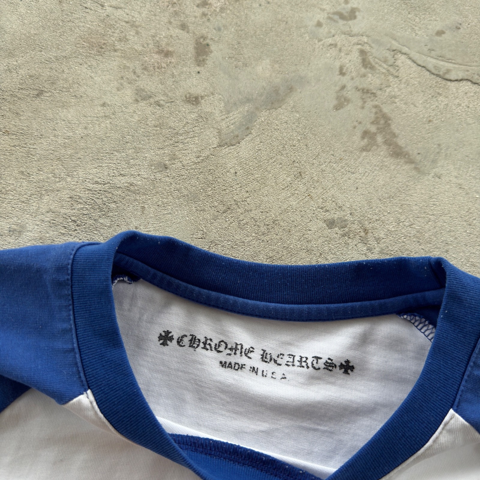 Vintage Chrome Hearts Longsleeve Tee Shirt Distressed Size M White Blue