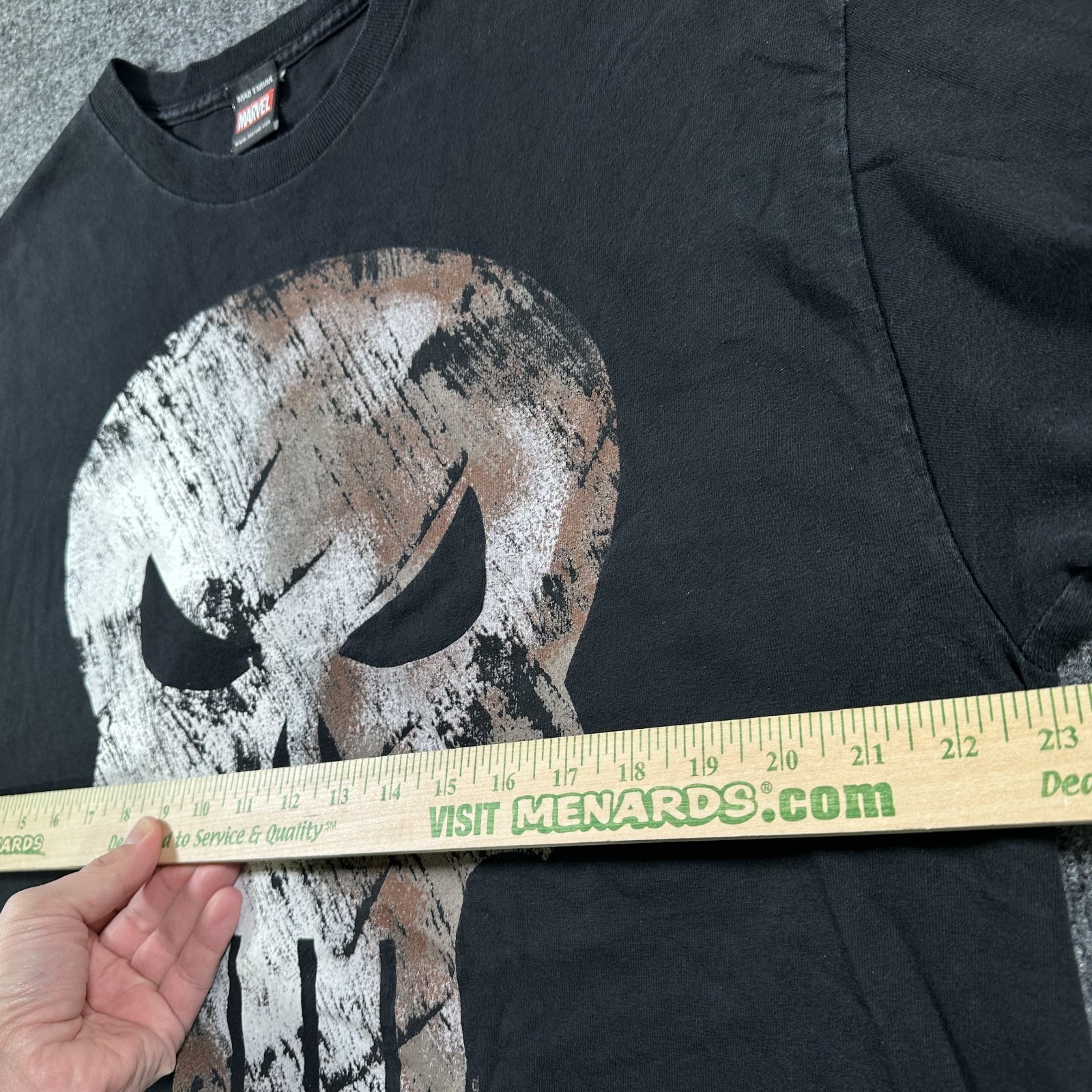 VTG The Punisher Shirt Men XL Black Marvel Mad Engine Rusted Bloody Skull Y2K 04