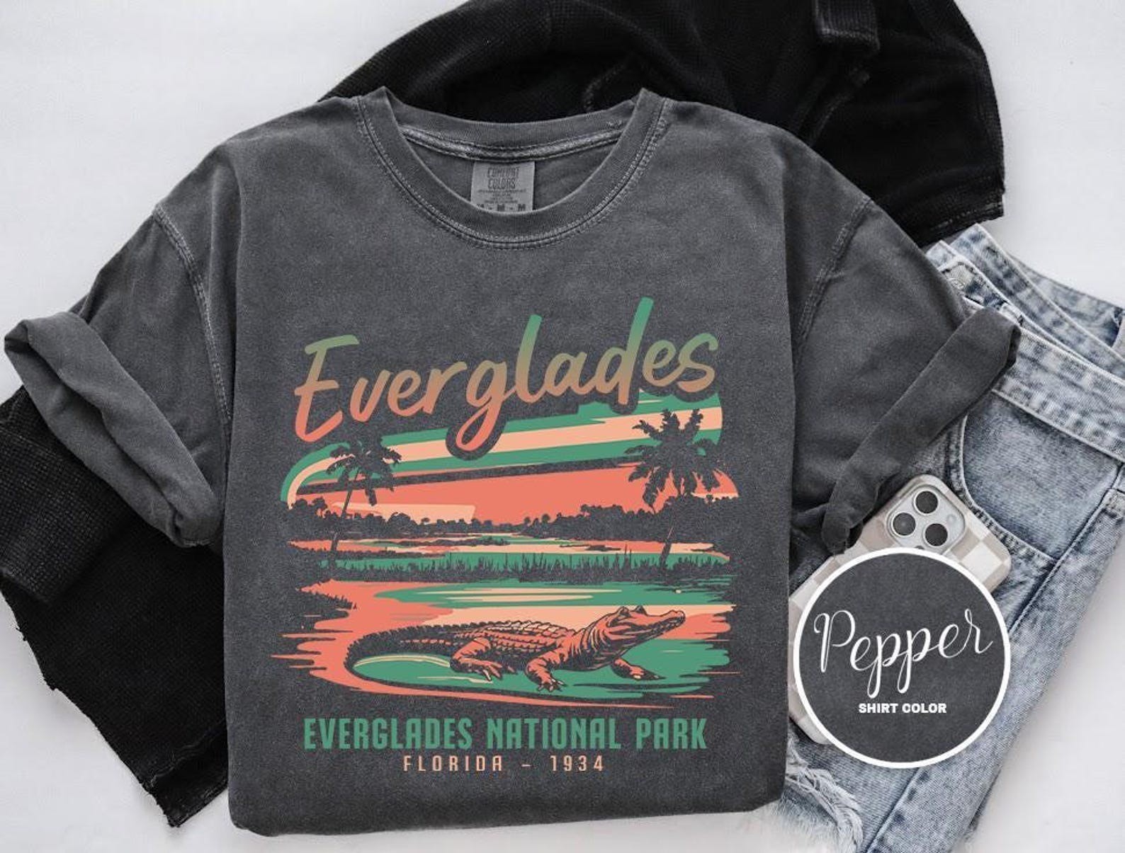 Vintage Everglades National Park Shirt Travel Gift Florida Trip Lover Tee