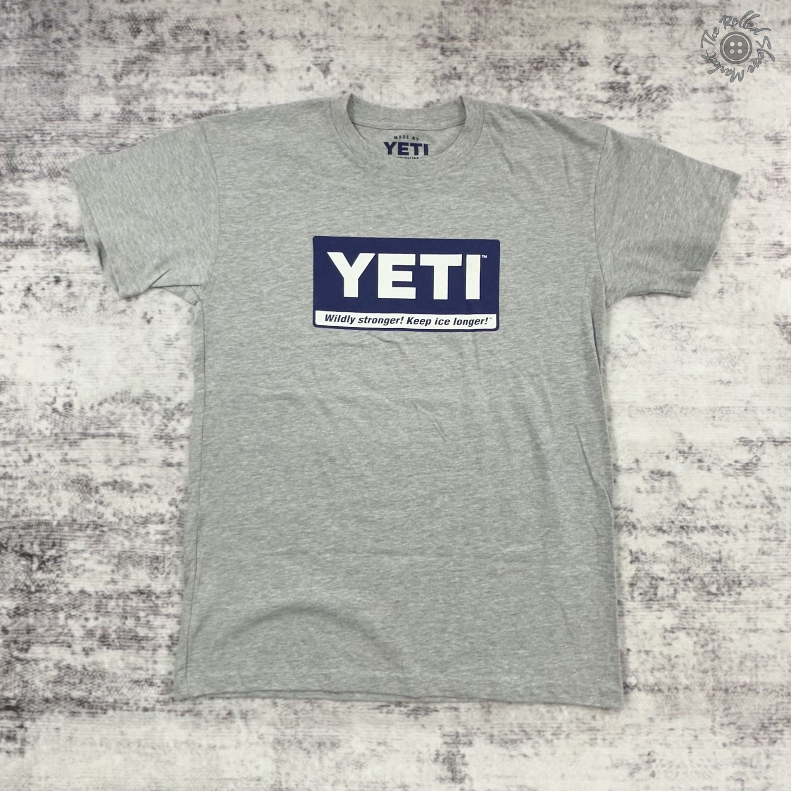Brand New, No Tags – Yeti Ice Coolers Logo T-Shirt – Grey Blue – Men’s Medium