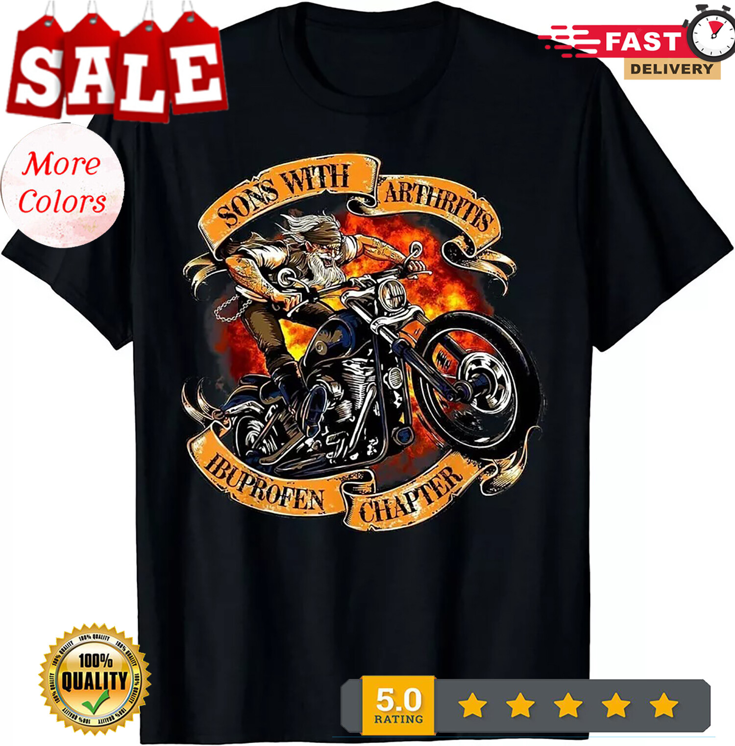 2025/NEW LIMITED Sons With Arthritis Ibuprofen Chapter Motorcycle T-Shirt