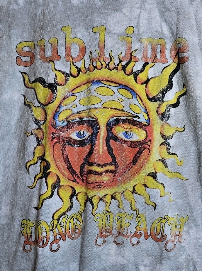 Sublime- T-Shirt Small Teal Gray -Tie Dye Graphic Tee Crew Neck Short Sleeve