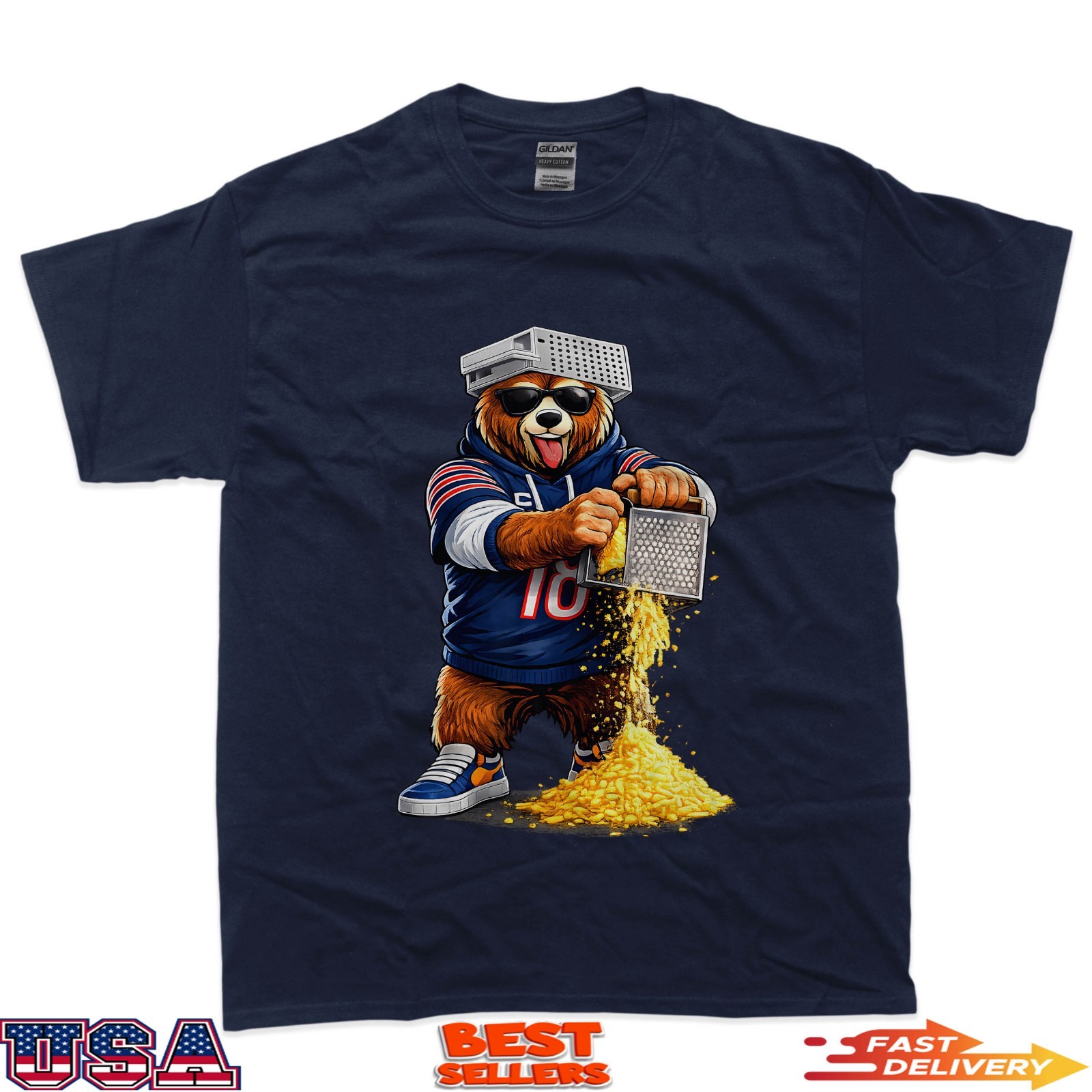 Bear With Cheese Grater Hat And Sunglasses T-Shirt