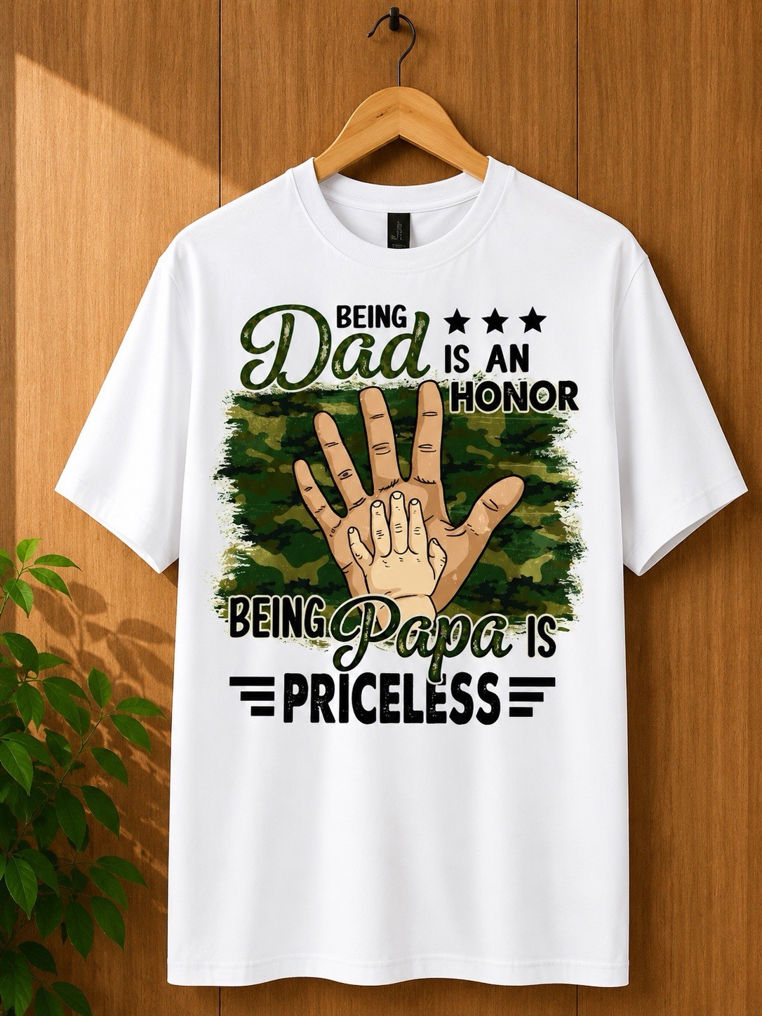 Dad Is An Honor Papa Is Priceless Graphic T-Shirt White Men’s Short Sleeve