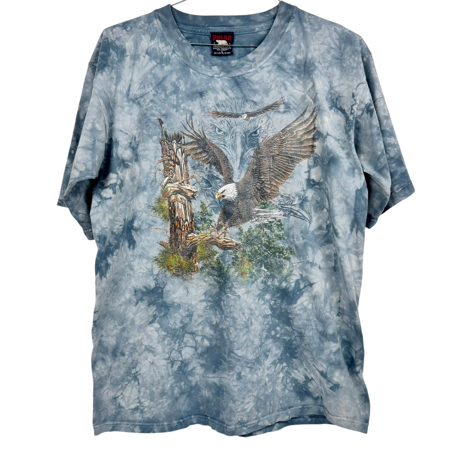 VTG Polar Graphics USA Find 12 Eagles Cayuga Station Camo T-shirt Men’s Large