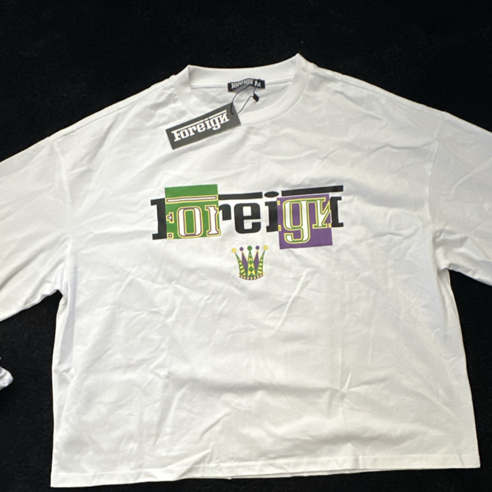 Foreign Designer T-Shirt, Size M BOX CUT Heavyweight MardiGras Design MSRP $40