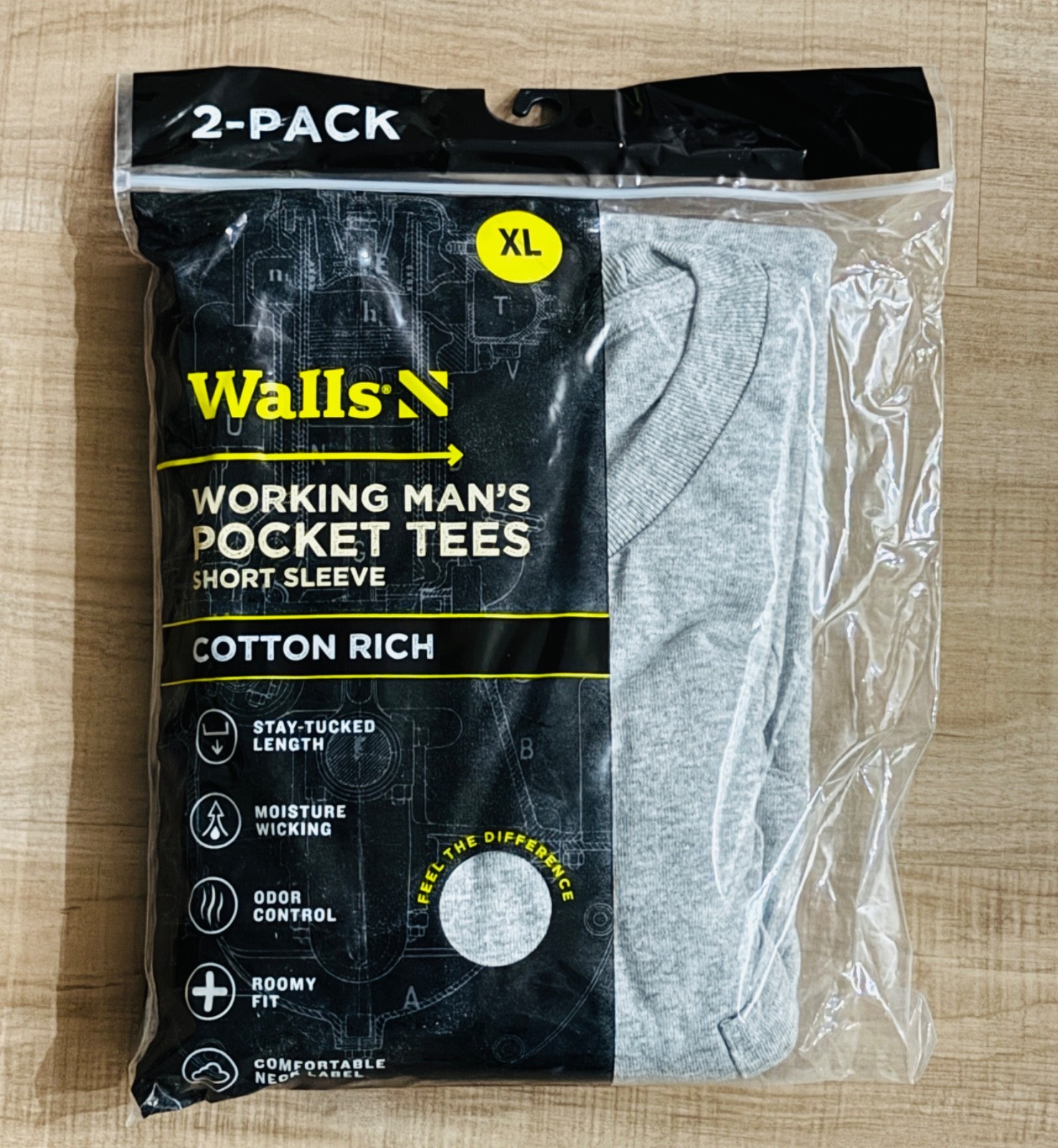 Walls Short Sleeve Working Man’s Pocket Tees Gray 2 Pack Men’s Size XL Brand New