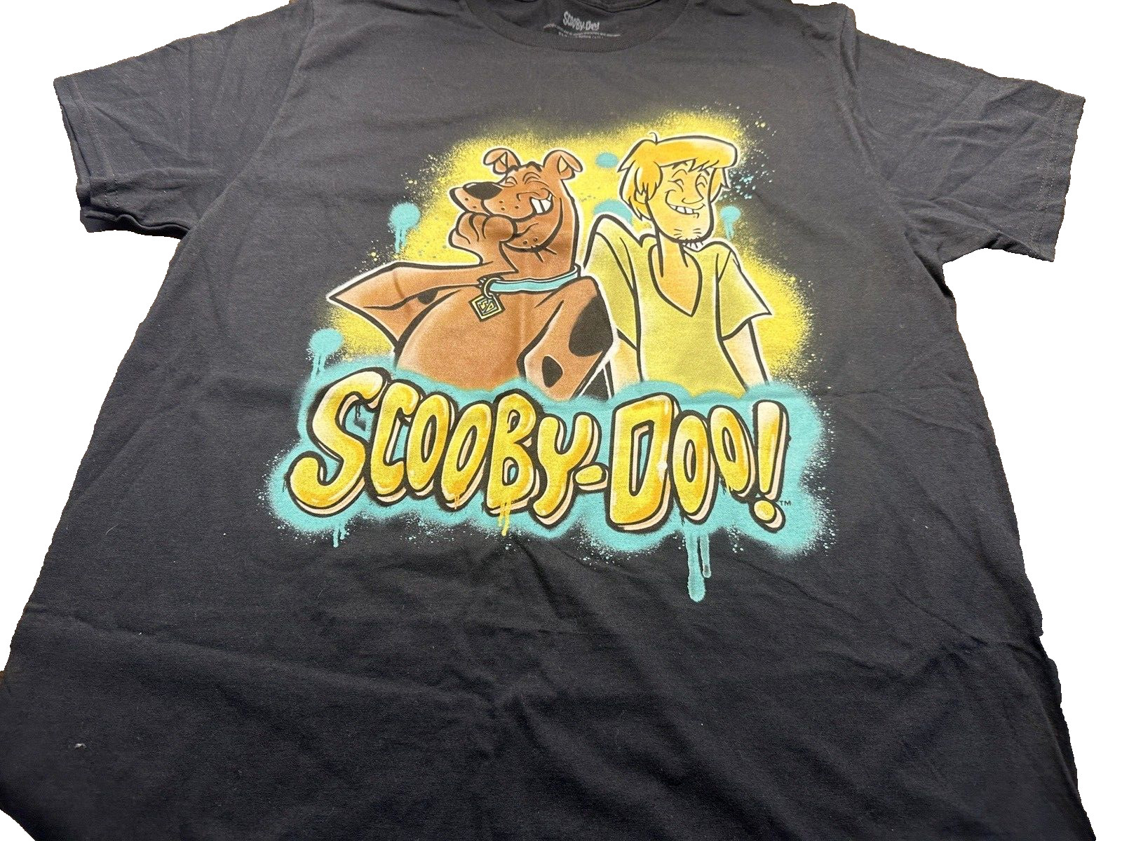 Scooby-Doo & Shaggy T-Shirt Black Mens Large (Read Details) L26 W20
