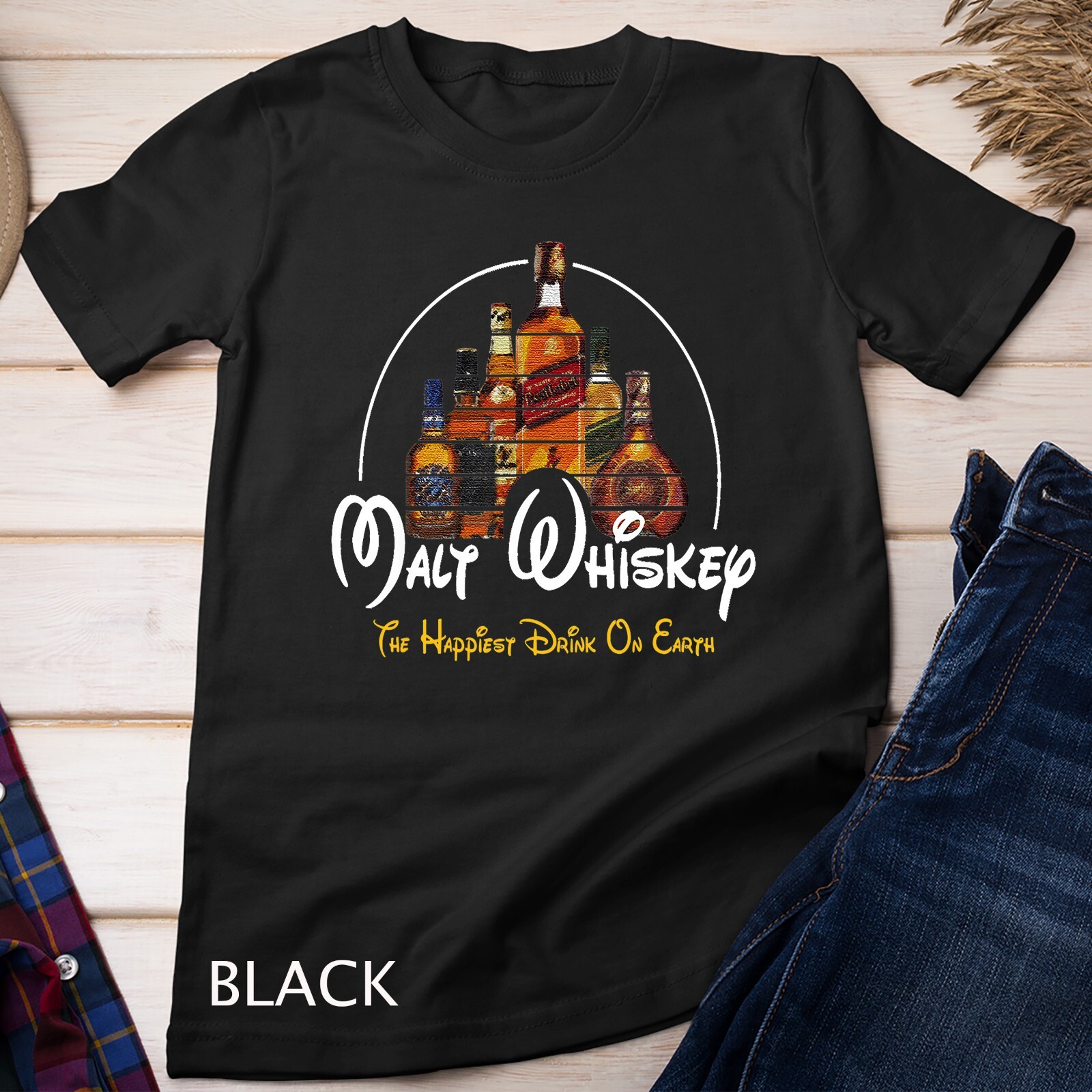 Malt Whiskey Shirt, Happiest Drink Funny Pun Parody Unisex T-shirt