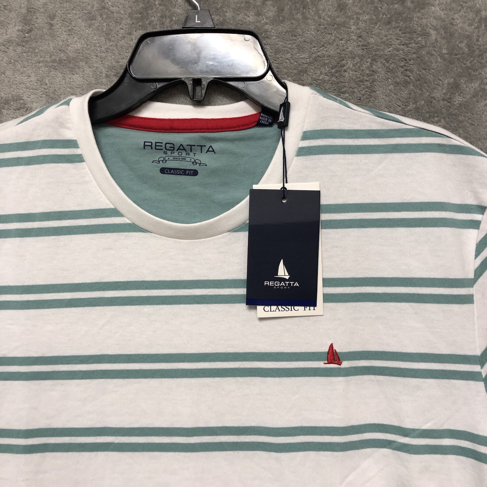 Regatta Sport Mens Shirt Extra Large Classic Fit Crew Neck Green White NEW