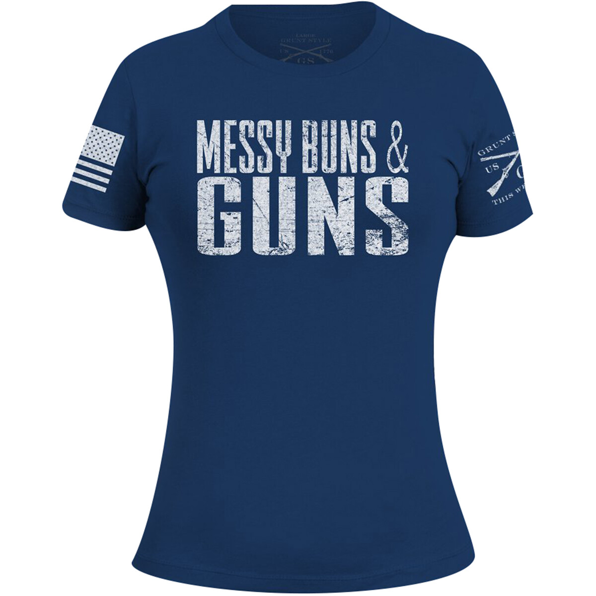 Grunt Style Women’s Messy Buns and Guns T-Shirt – Blue