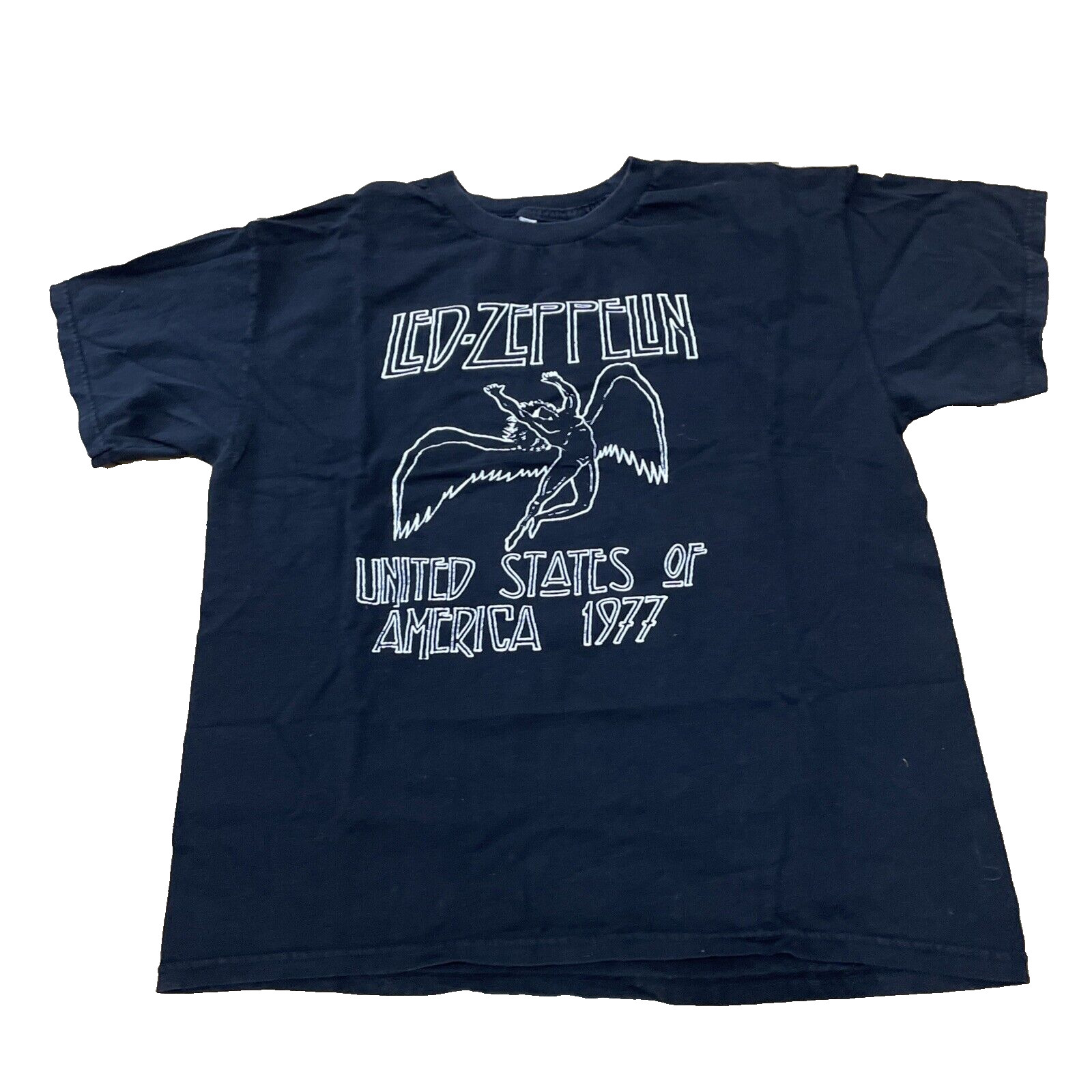 Led Zeppelin Shirt Vtg Y2k ALLSTYLE Men L Black Classic Rock Music Band Tee 42″