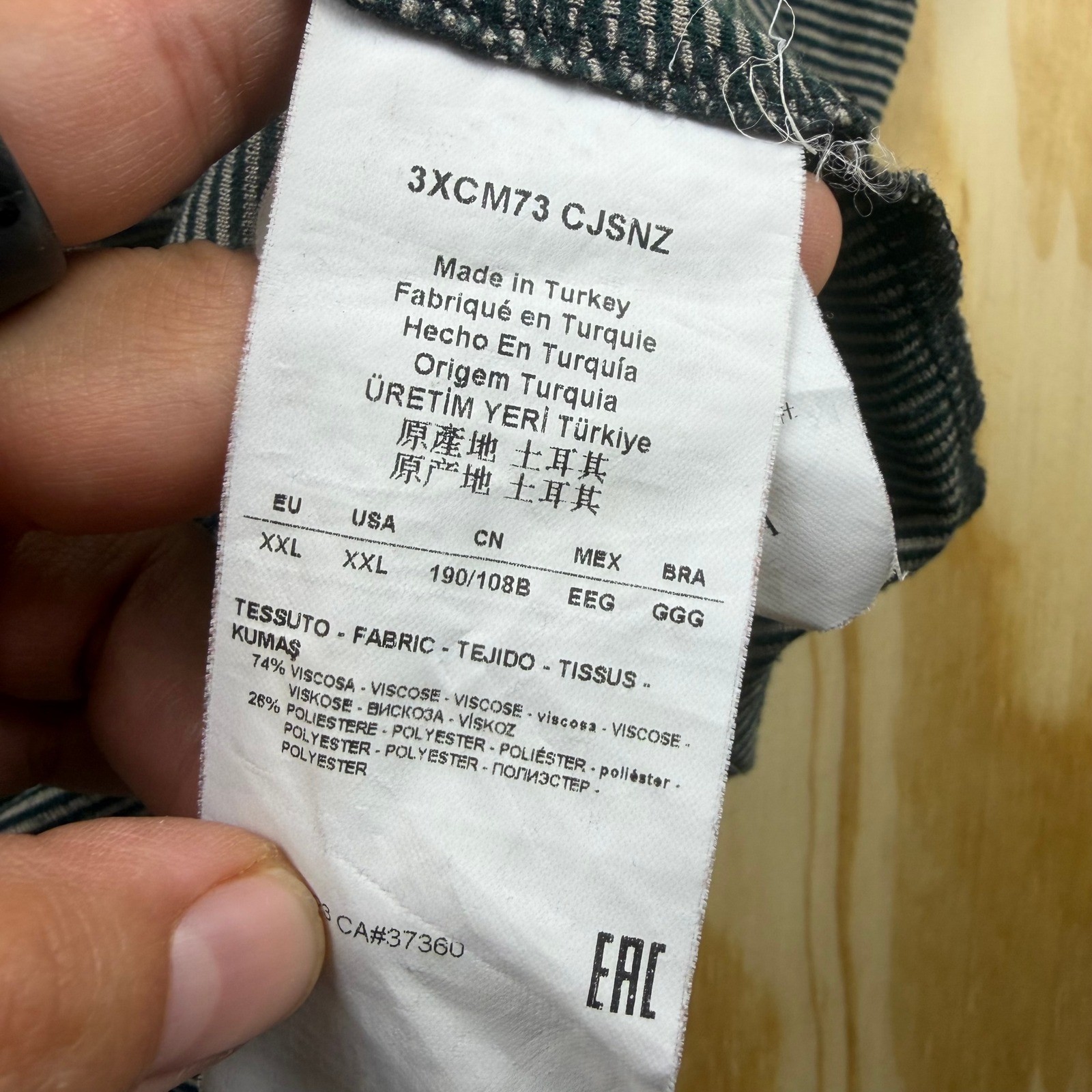 Armani Collezioni Men XXL (US L) Grey Striped Viscose Blend Short Sleeve T-Shirt