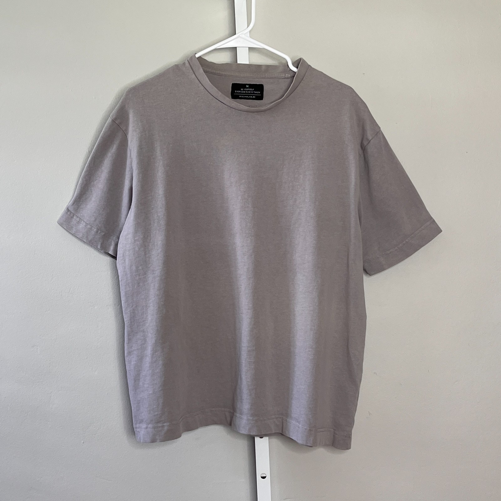 Renuar Mens T-Shirt Gray Size M Basic Oversized Dropped Shoulders Casual City